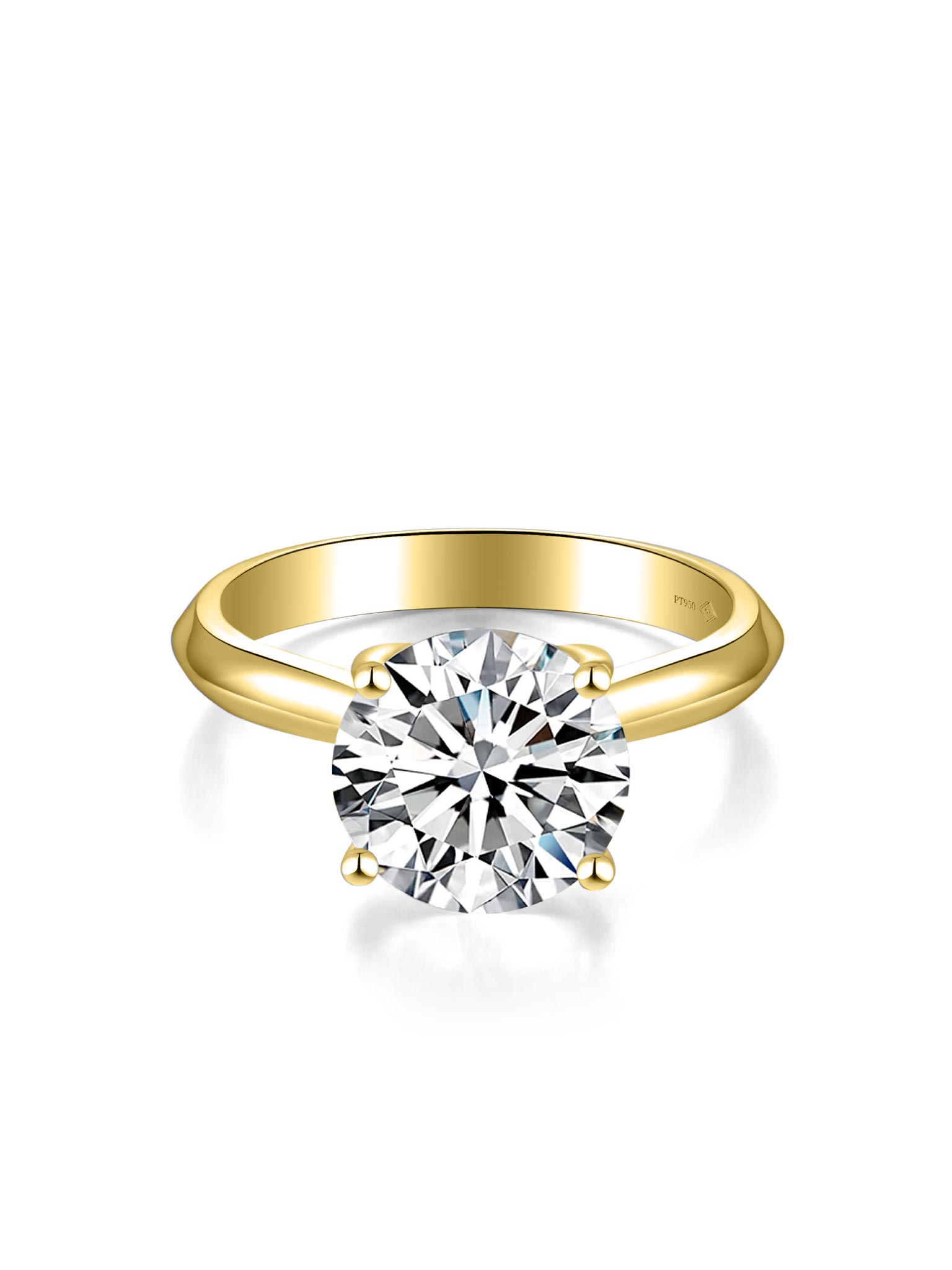 3.01ct モアサナイト 4つ爪 ソリティア リング 18K イエローゴールド