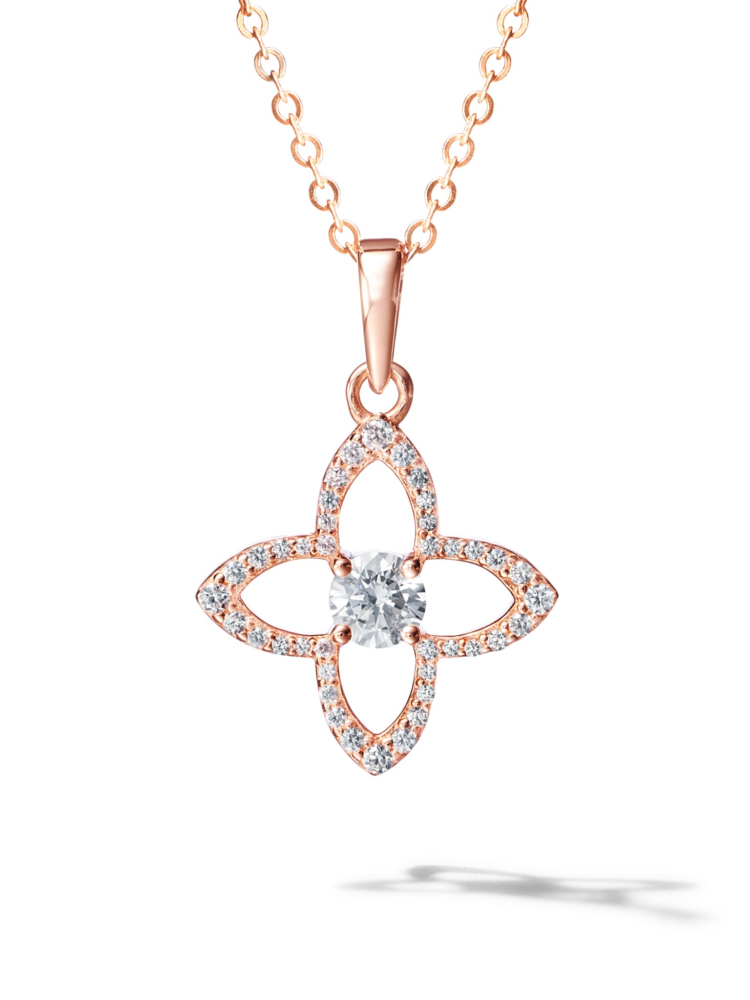 0.39ct モアサナイト シグネチャー ネックレス 18K ピンクゴールド