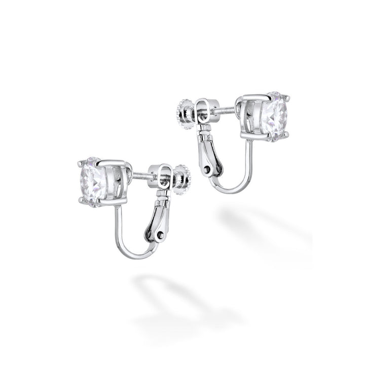 4.0ct モアサナイト 4本爪 ソリティア イヤリング シルバー925