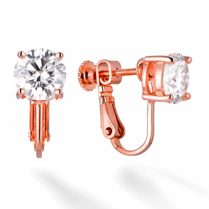 4.0ct モアサナイト 4本爪 ソリティア イヤリング シルバー925　ピンクゴールドコーティング