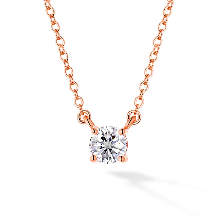 0.3ct モアサナイト 4本爪 ソリティア ネックレス シルバー925　ピンクゴールドカラー