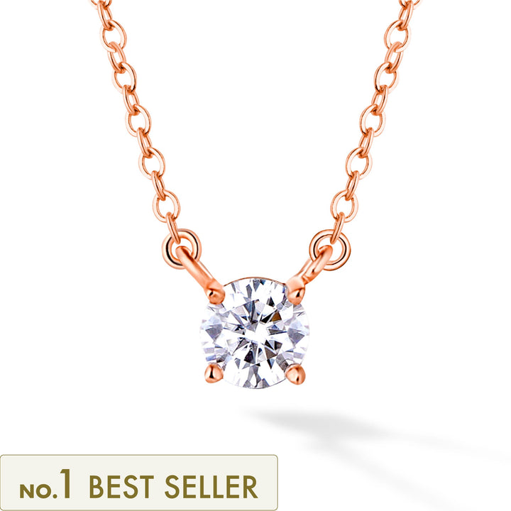 0.5ct モアサナイト 4本爪 ソリティア ネックレス シルバー925　ピンクゴールドカラー