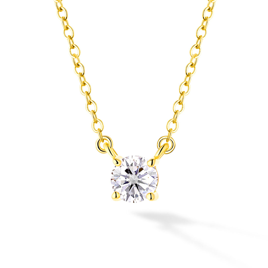 0.3ct モアサナイト 4本爪 ソリティア ネックレス シルバー925　イエローゴールドカラー