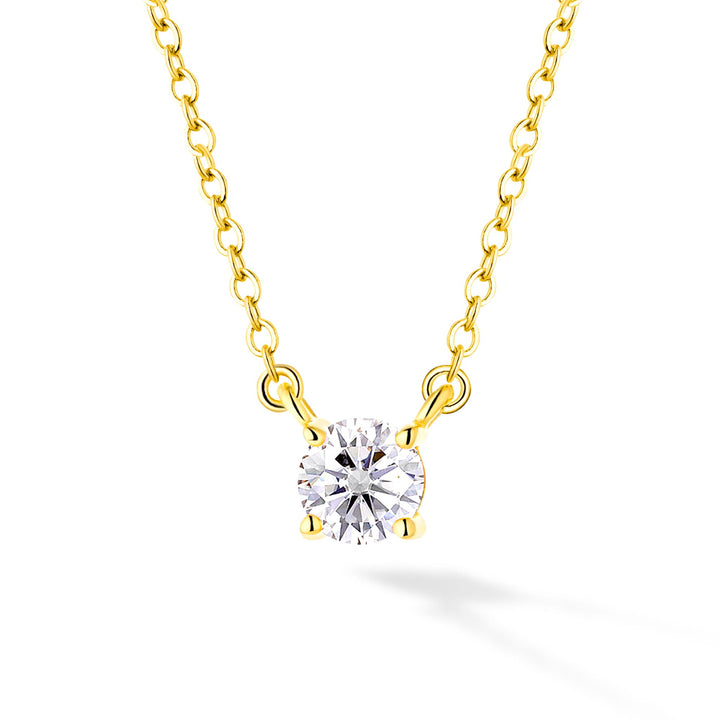 0.3ct モアサナイト 4本爪 ソリティア ネックレス シルバー925　イエローゴールドカラー