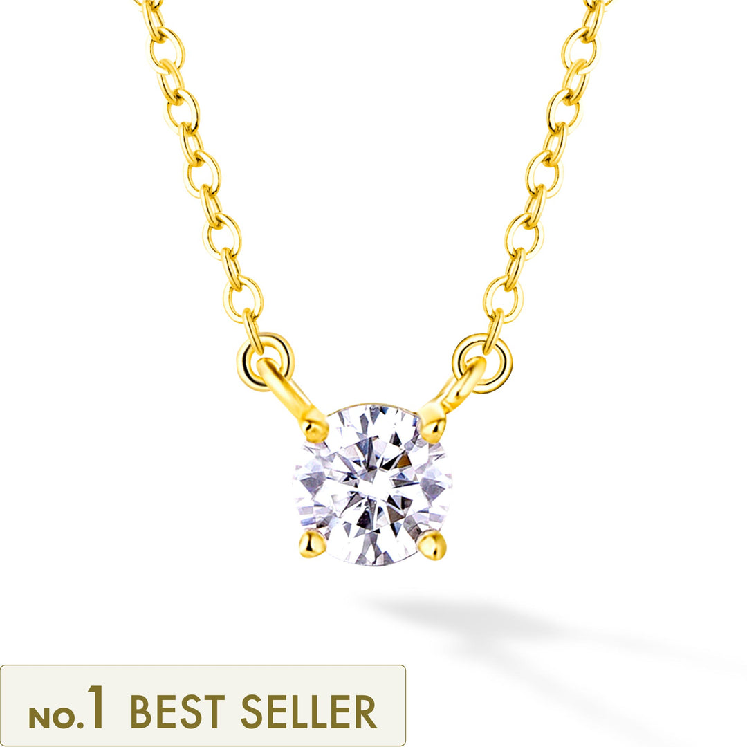 0.5ct モアサナイト 4本爪 ソリティア ネックレス シルバー925　イエローゴールドカラー