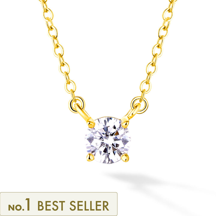 0.5ct モアサナイト 4本爪 ソリティア ネックレス シルバー925　イエローゴールドカラー