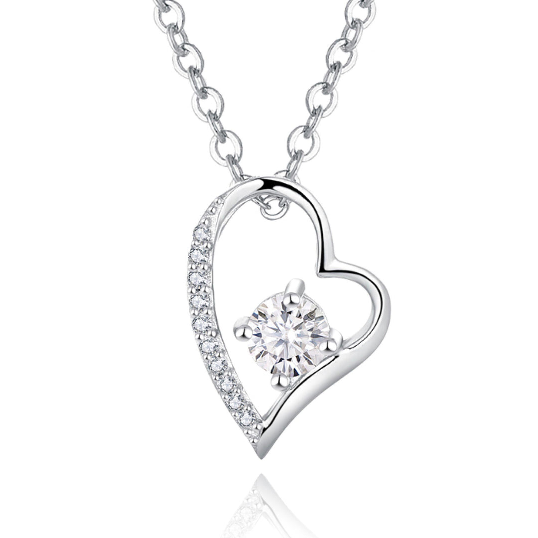 0.34ct モアサナイト オープンハート ソリティア ネックレス シルバー925