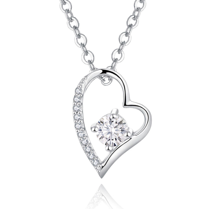 0.34ct モアサナイト オープンハート ソリティア ネックレス シルバー925