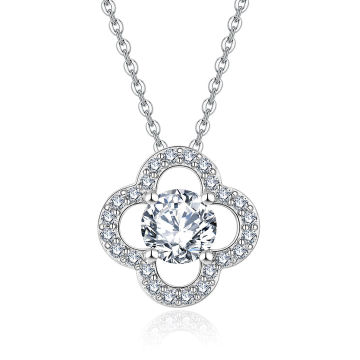 0.99ct モアサナイト フラワー ソリティア ネックレス シルバー925