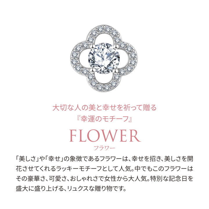 0.99ct モアサナイト フラワー ソリティア ネックレス シルバー925　ラッキーモチーフ説明