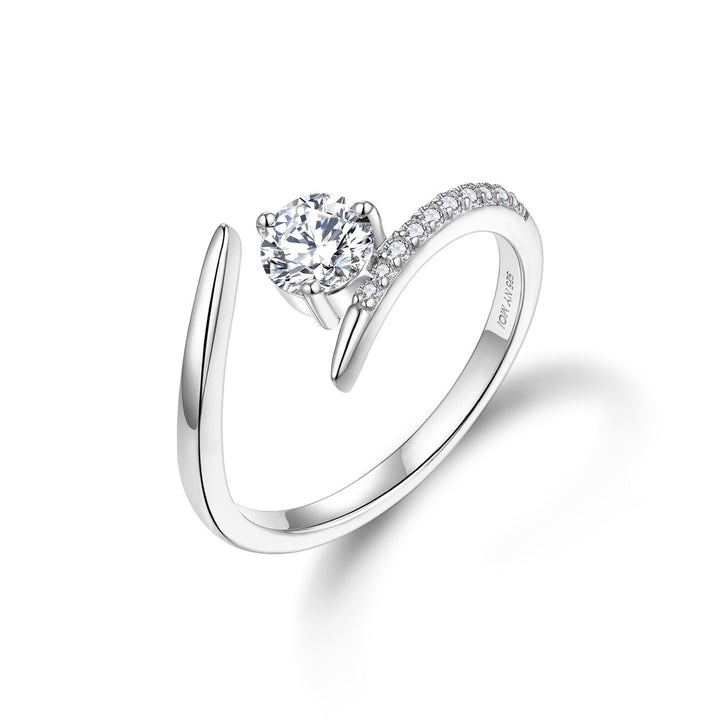 0.5ct モアサナイト ソリティア アジャスタブル リング シルバー925