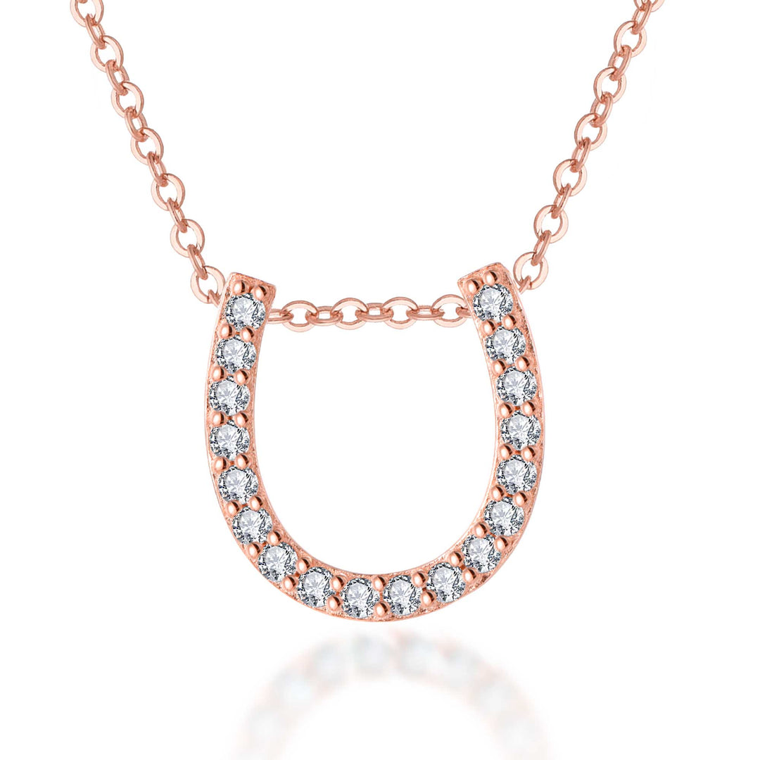 0.27ct モアサナイト ホースシュー パヴェ ネックレス シルバー925 　ピンクゴールドコーティング