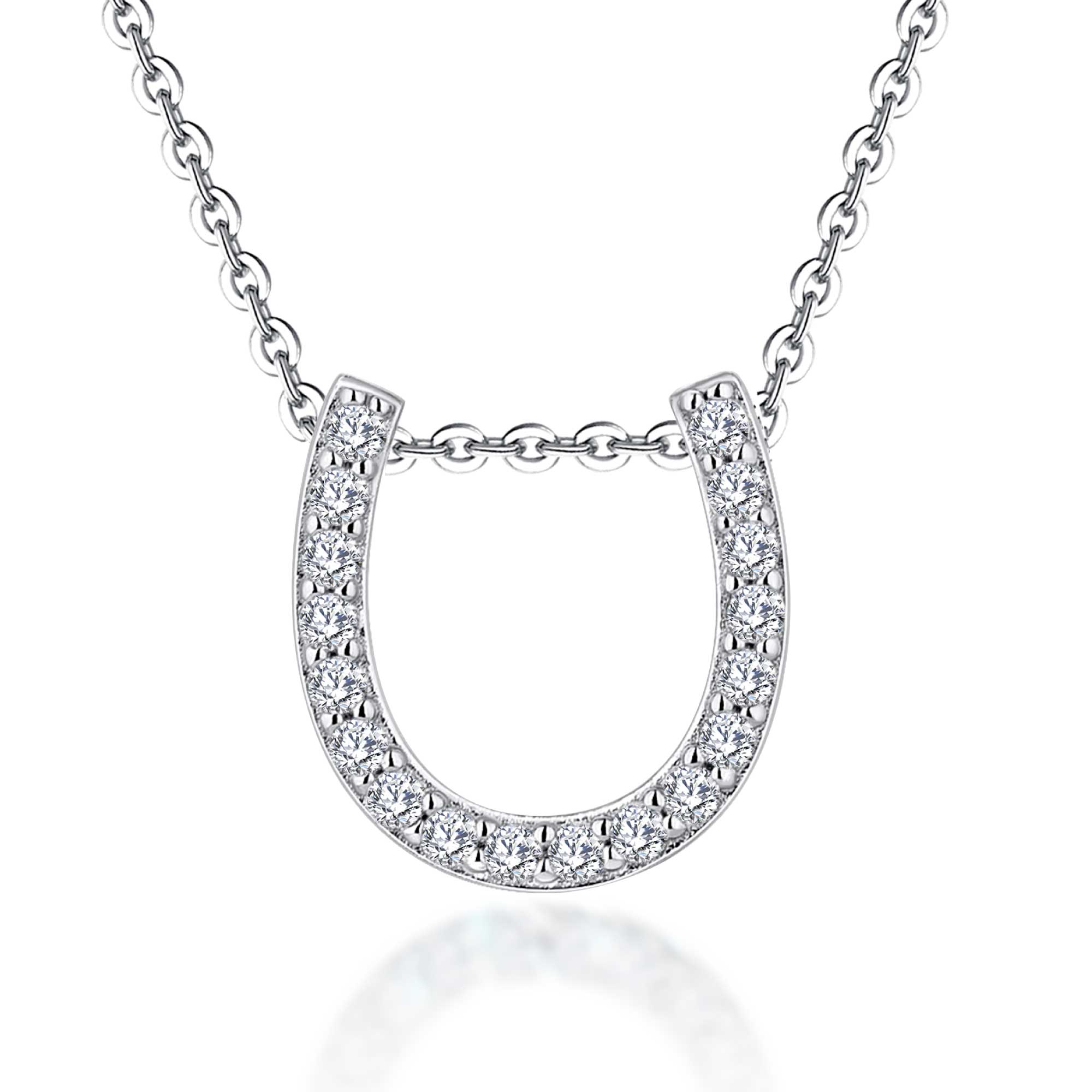 0.27ct モアサナイト ホースシュー パヴェ ネックレス シルバー925
