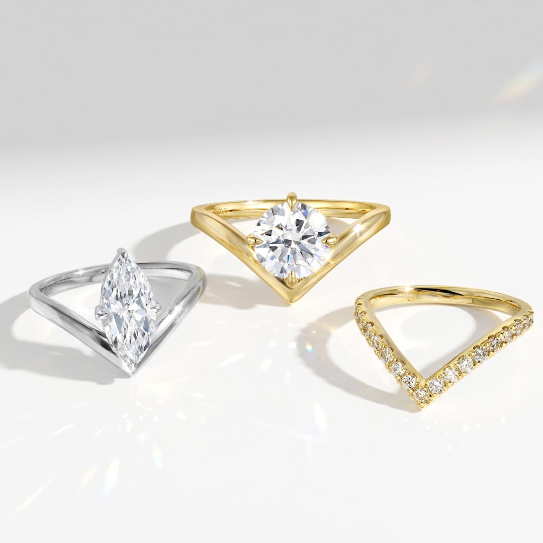 1.50ct ラボグロウンダイヤモンド ラウンド Vライン ソリティア リング 18Kイエローゴールド