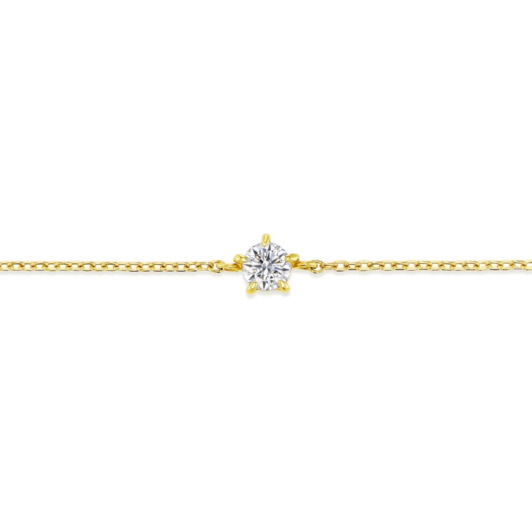 ラボグロウンダイヤモンド 0.1ct ソリティア ブレスレット 18K イエローゴールド