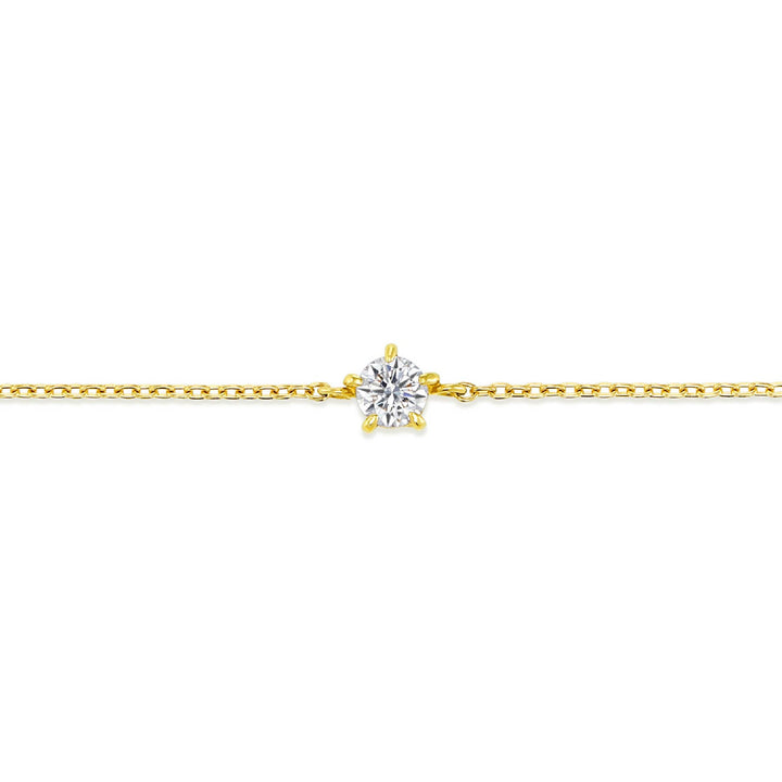 ラボグロウンダイヤモンド 0.1ct ソリティア ブレスレット 18K イエローゴールド
