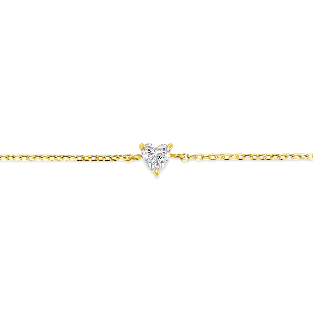 ラボグロウンダイヤモンド 0.1ct ハート ソリティア ブレスレット 18K イエローゴールド