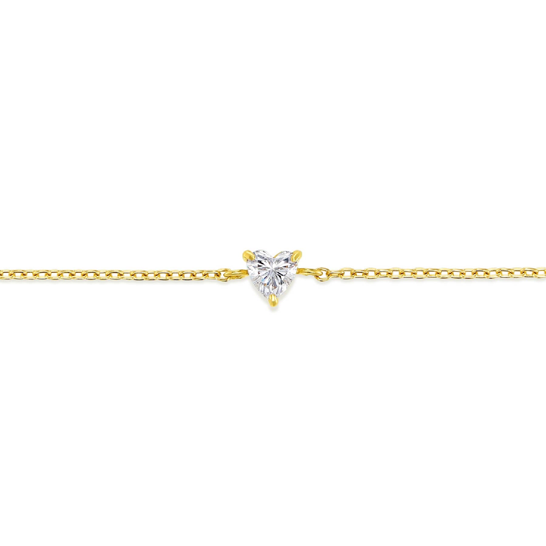 ラボグロウンダイヤモンド 0.1ct ハート ソリティア ブレスレット 18K イエローゴールド