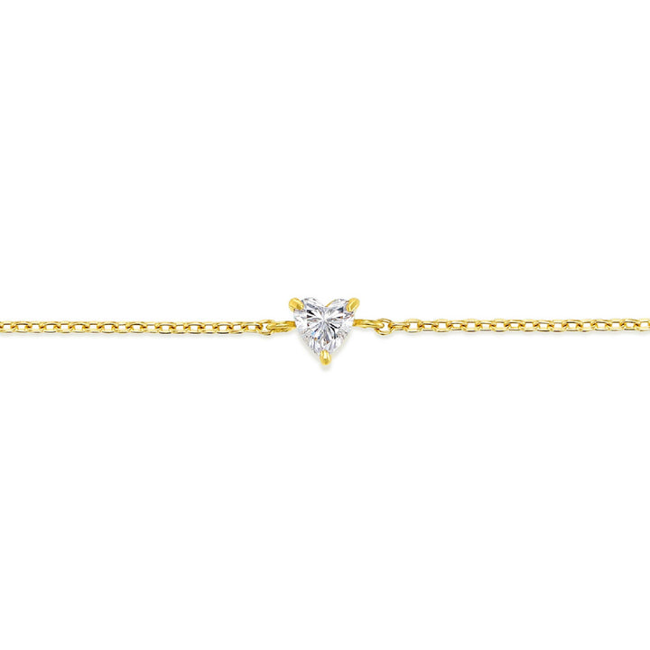 ラボグロウンダイヤモンド 0.1ct ハート ソリティア ブレスレット 18K イエローゴールド