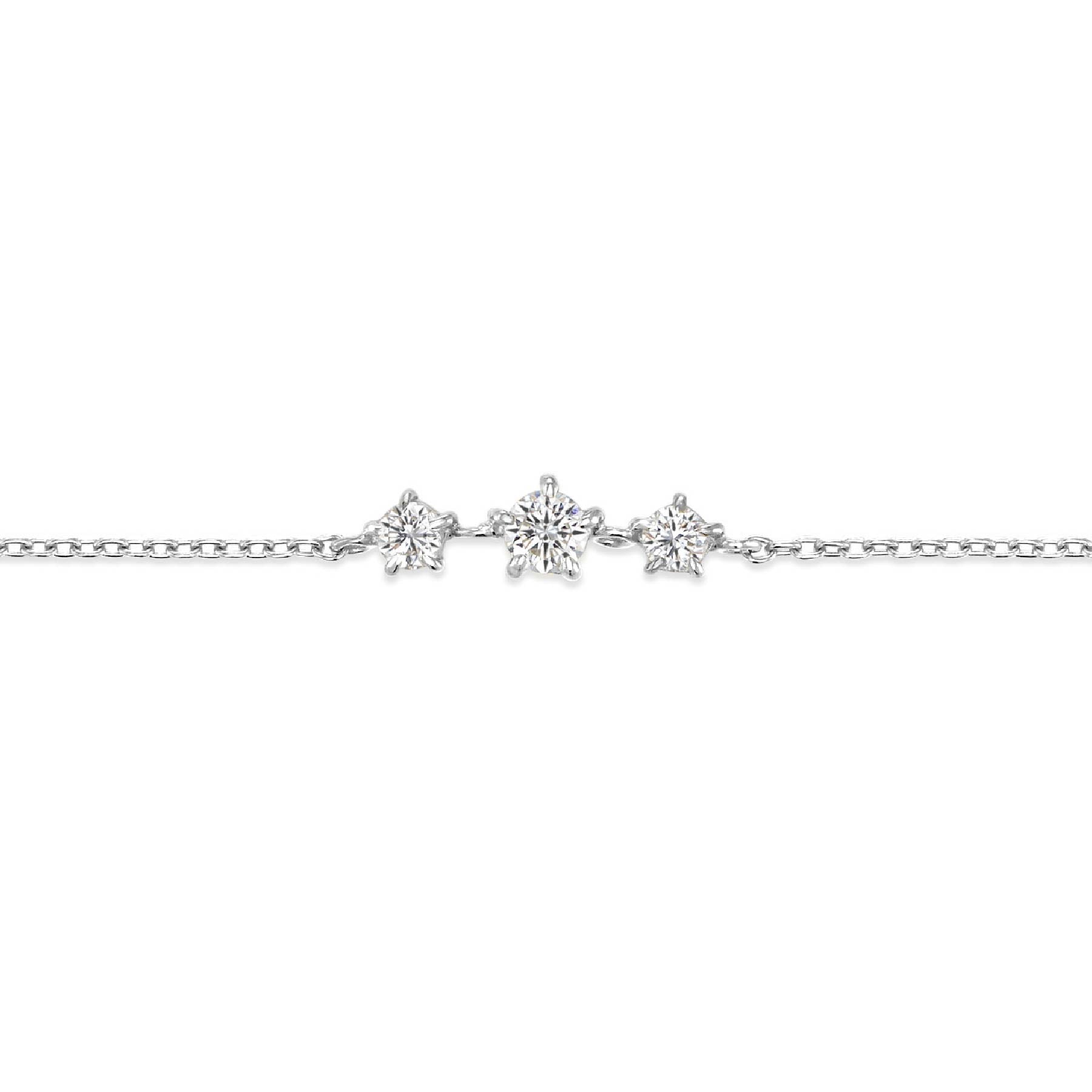 ラボグロウンダイヤモンド 0.116ct スリーストーン ブレスレット プラチナ