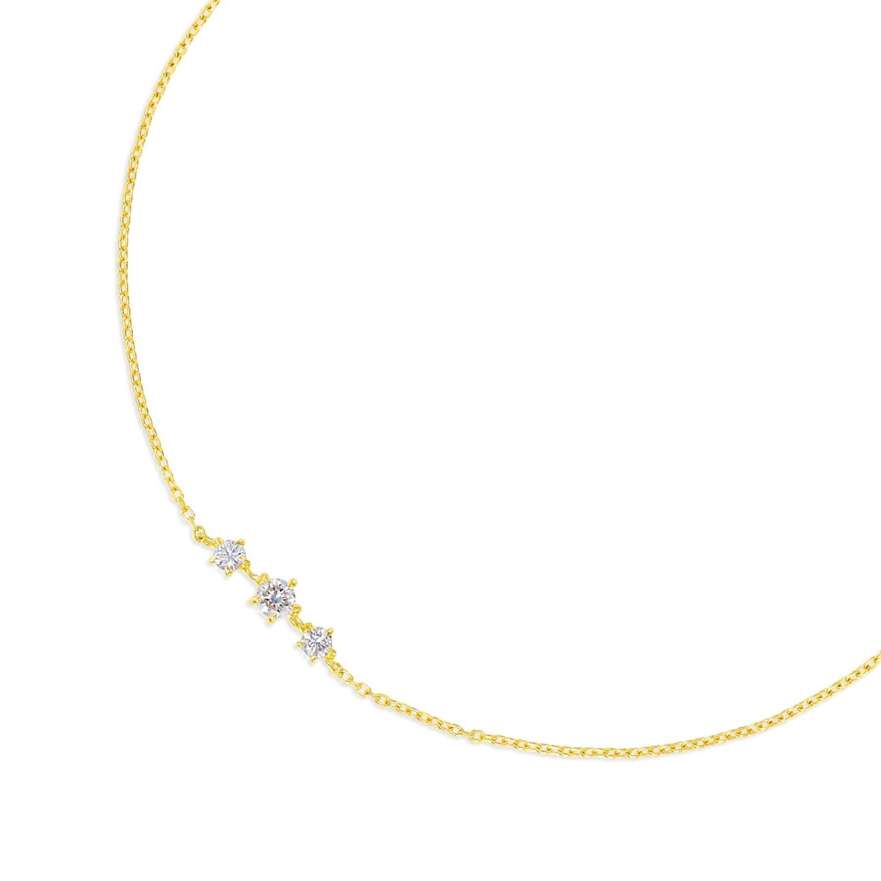 ラボグロウンダイヤモンド 0.116ct スリーストーン ブレスレット 18K イエローゴールド