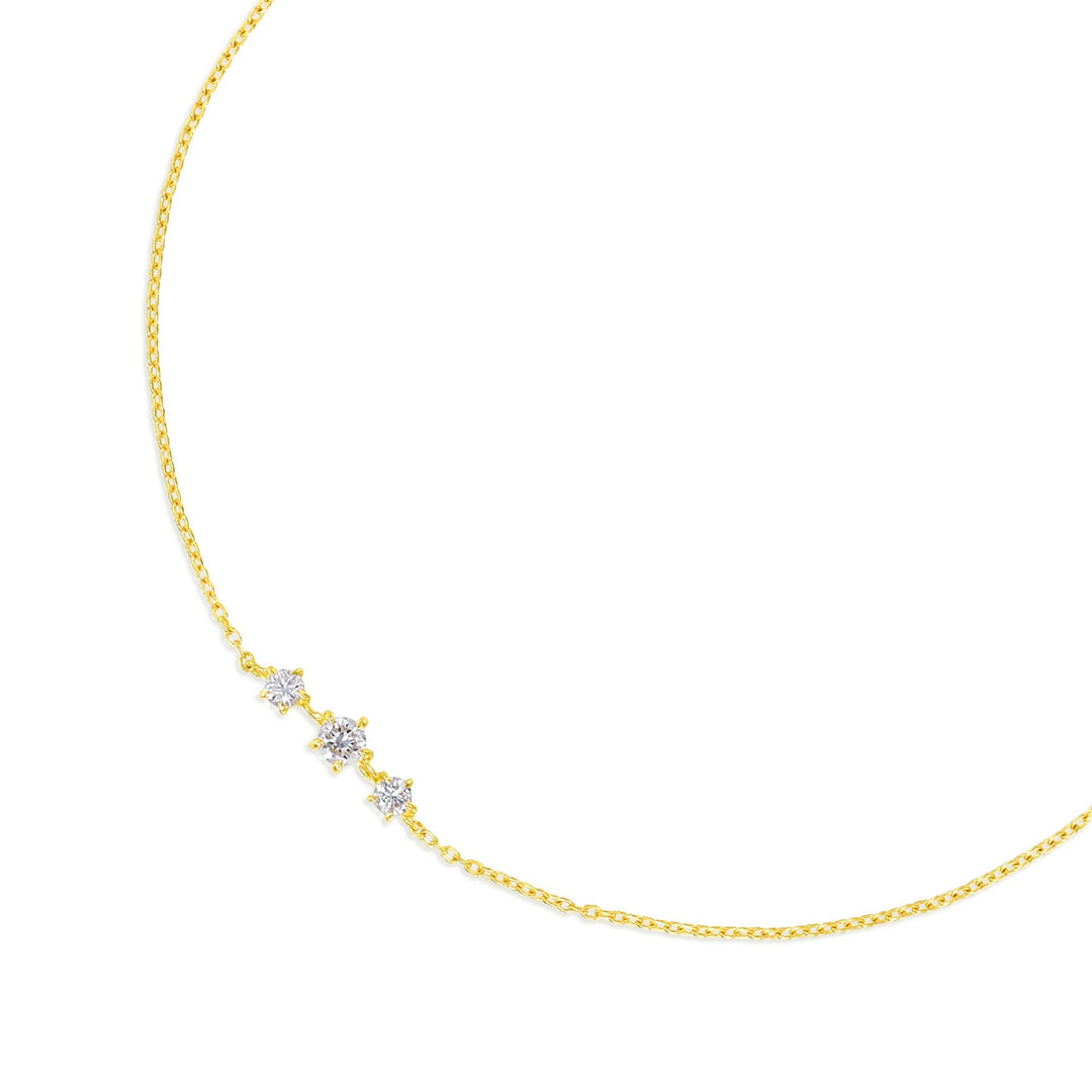 ラボグロウンダイヤモンド 0.116ct スリーストーン ブレスレット 18K イエローゴールド