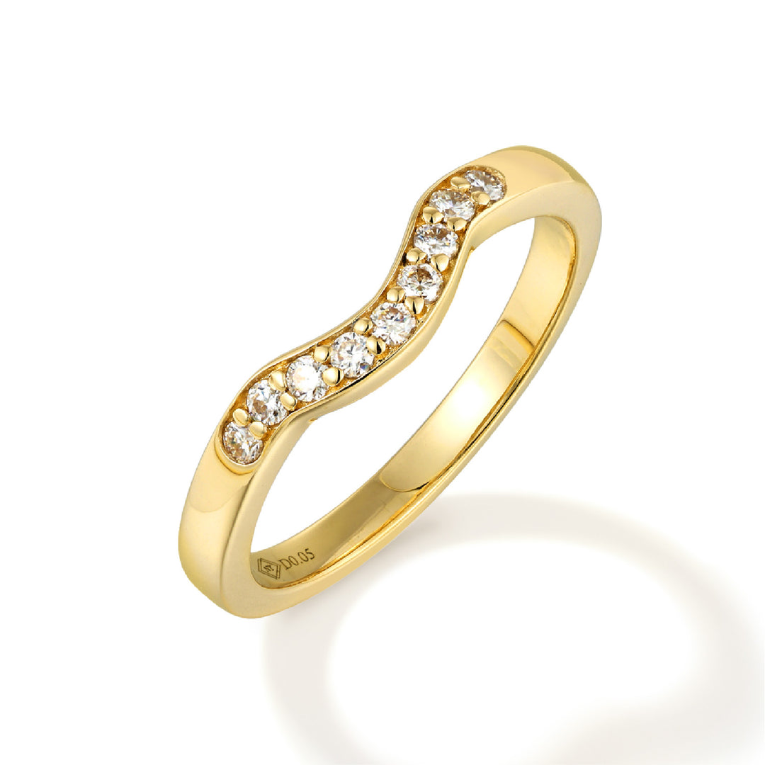 0.13ct ラボグロウンダイヤモンド ウィッシュボーン リング 18Kイエローゴールド