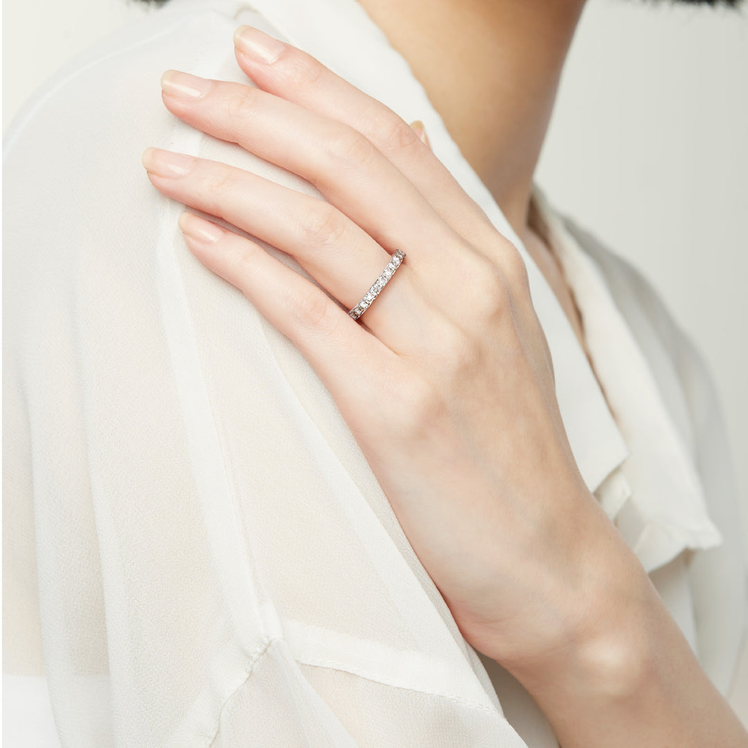 0.39ct ラボグロウンダイヤモンド レール留めハーフエタニティ リング プラチナ