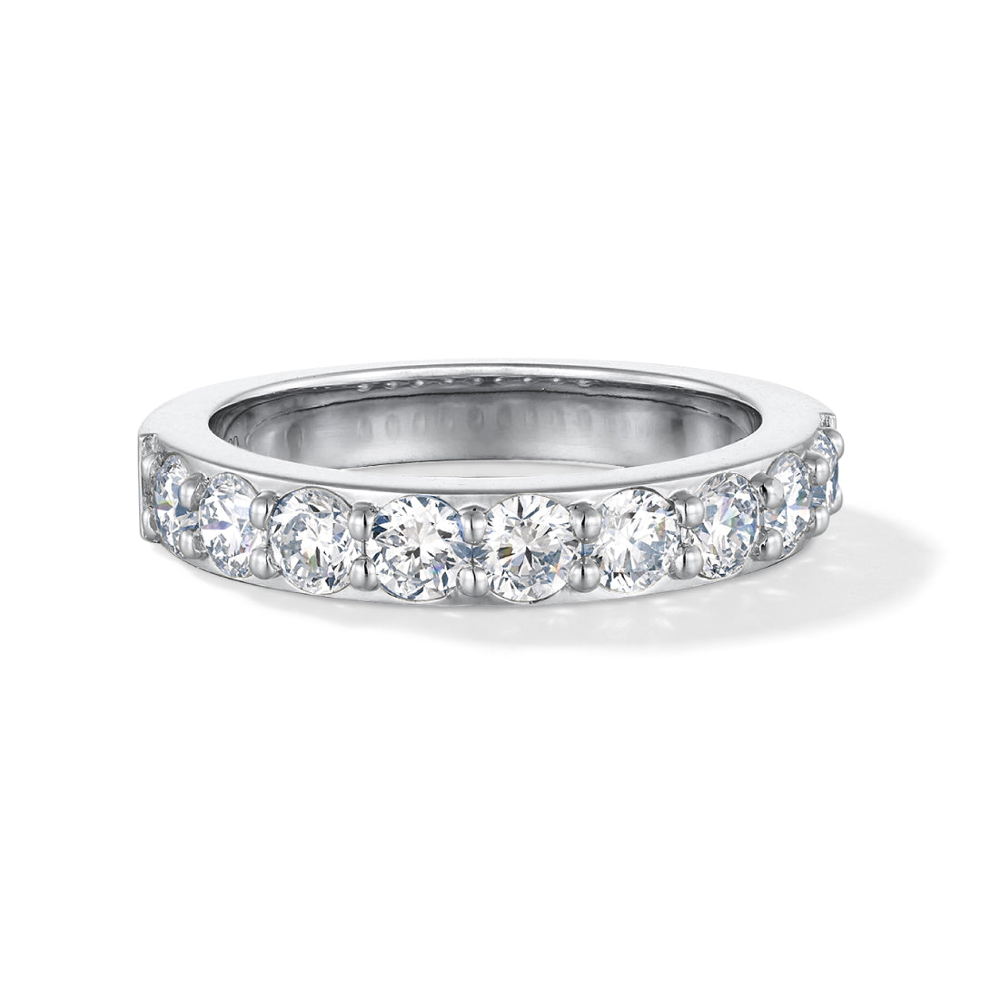 0.90ct ラボグロウンダイヤモンド レール留めハーフエタニティ リング プラチナ