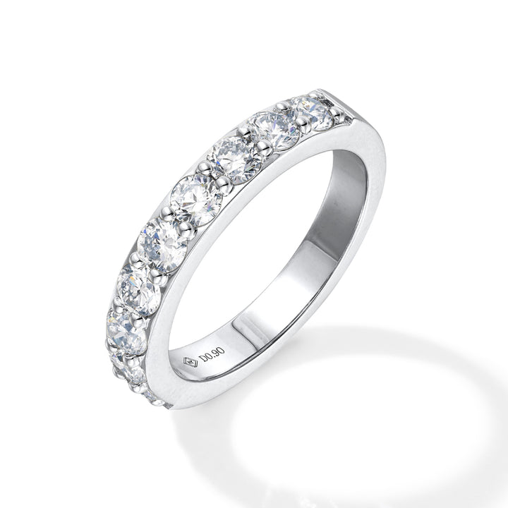 0.90ct ラボグロウンダイヤモンド レール留めハーフエタニティ リング プラチナ