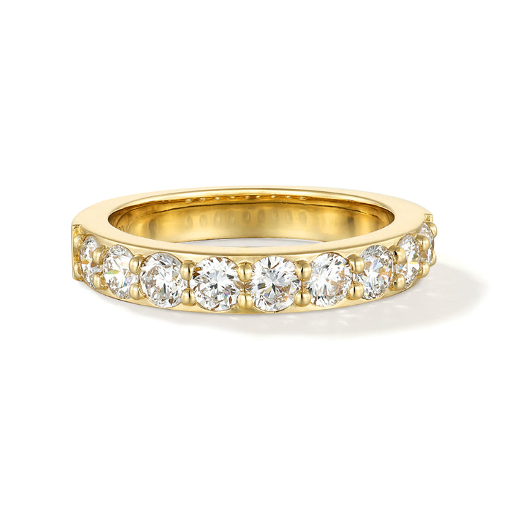 0.90ct ラボグロウンダイヤモンド レール留めハーフエタニティ リング 18Kイエローゴールド