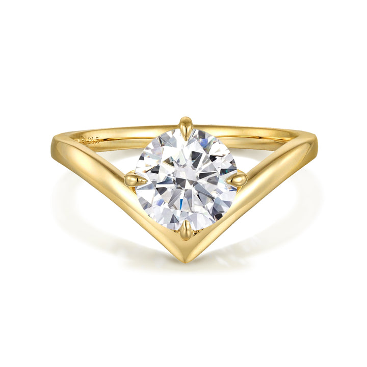 1.50ct ラボグロウンダイヤモンド ラウンド Vライン ソリティア リング 18Kイエローゴールド