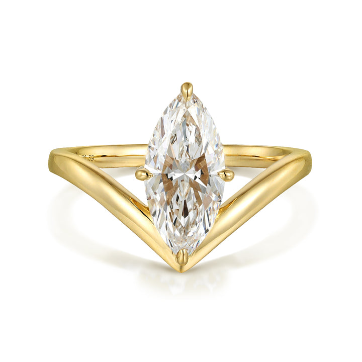 1.50ct ラボグロウンダイヤモンド マーキス Vライン ソリティア リング 18Kイエローゴールド