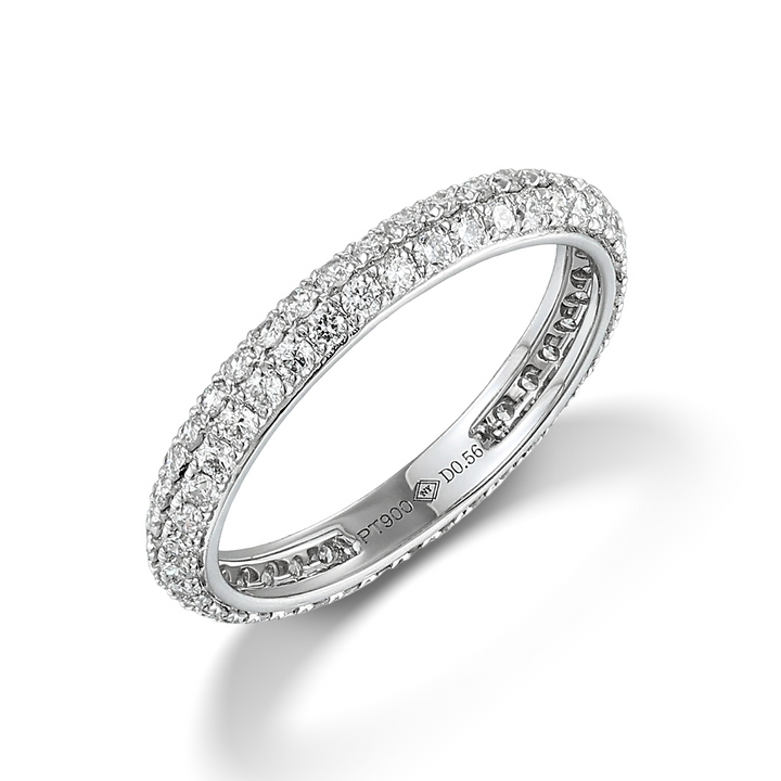 0.56ct ラボグロウンダイヤモンド パヴェ フルエタニティ リング プラチナ　斜め正面