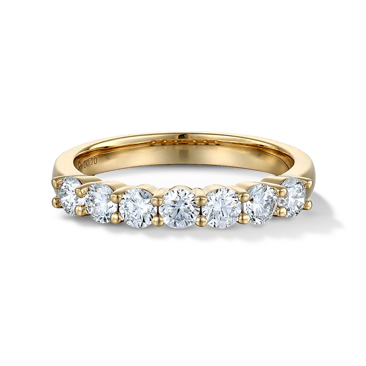 0.70ct ラボグロウンダイヤモンド 7ストーン ハーフエタニティ リング イエローゴールド 正面