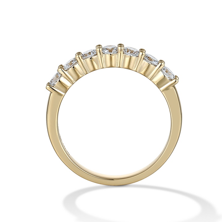 0.70ct ラボグロウンダイヤモンド 7ストーン ハーフエタニティ リング イエローゴールド 側面