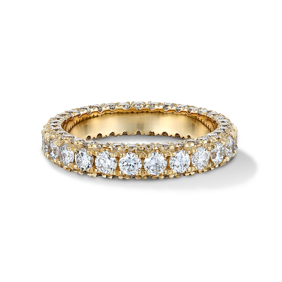 2.49ct ラボグロウンダイヤモンド 3サイド フルエタニティ リング 18Kイエローゴールド　正面