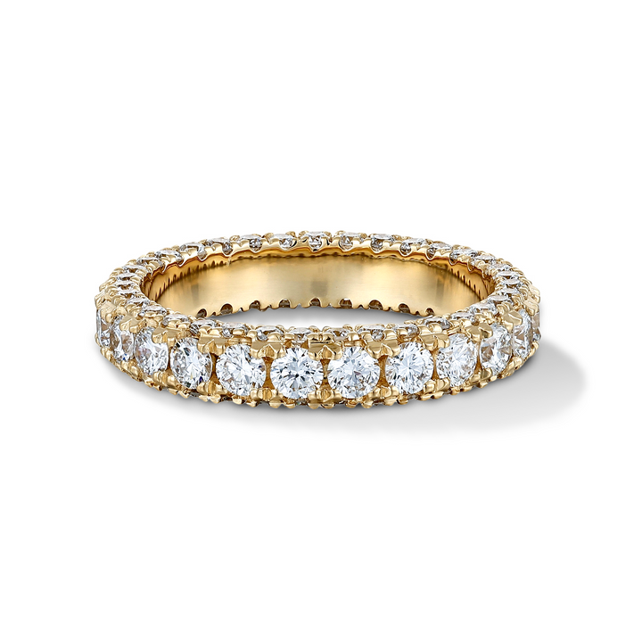 2.49ct ラボグロウンダイヤモンド 3サイド フルエタニティ リング 18Kイエローゴールド　正面