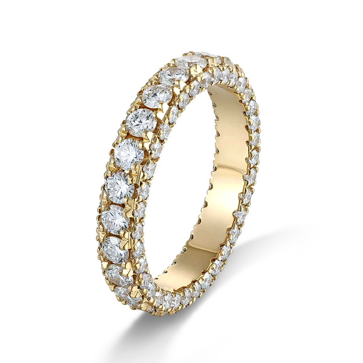 2.49ct ラボグロウンダイヤモンド 3サイド フルエタニティ リング 18Kイエローゴールド　斜め側面