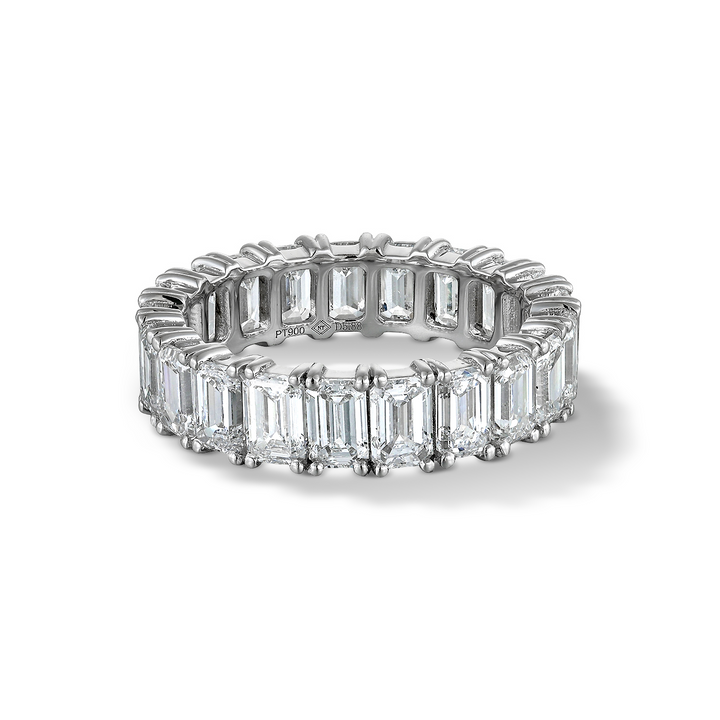 5.88ct ラボグロウンダイヤモンド エメラルド フルエタニティ リング プラチナ 正面