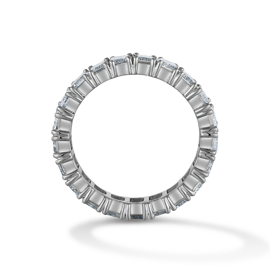 5.88ct ラボグロウンダイヤモンド エメラルド フルエタニティ リング プラチナ 側面
