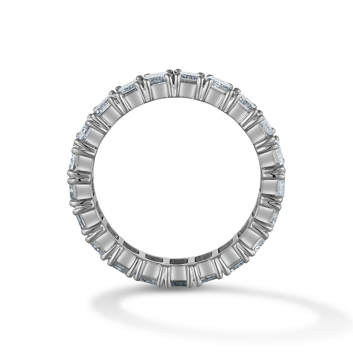 5.88ct ラボグロウンダイヤモンド エメラルド フルエタニティ リング プラチナ 側面