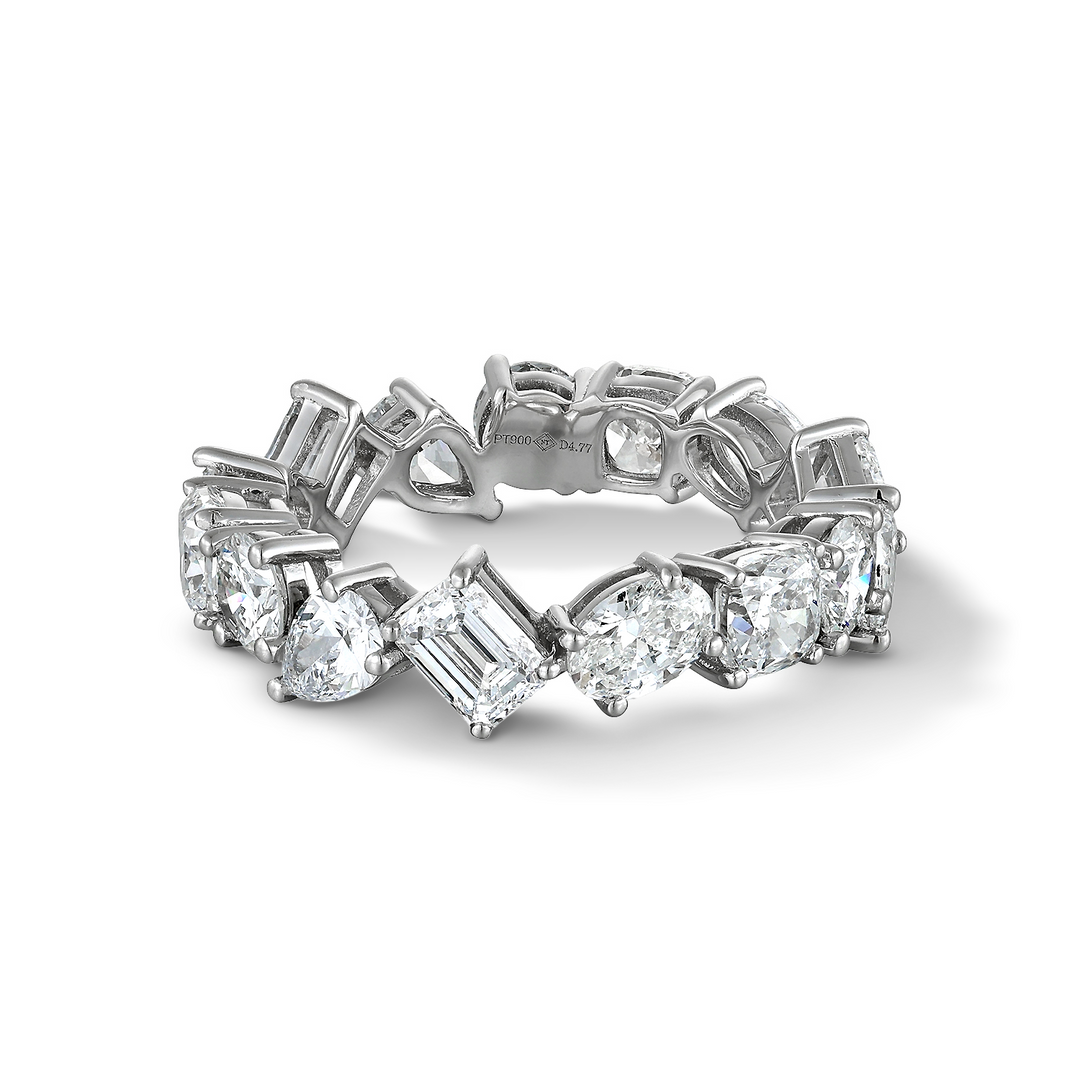 4.77ct ラボグロウンダイヤモンド マルチシェイプ フルエタニティ リング プラチナ 正面