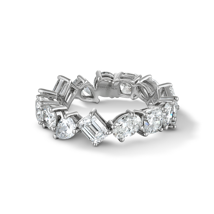 4.77ct ラボグロウンダイヤモンド マルチシェイプ フルエタニティ リング プラチナ 正面