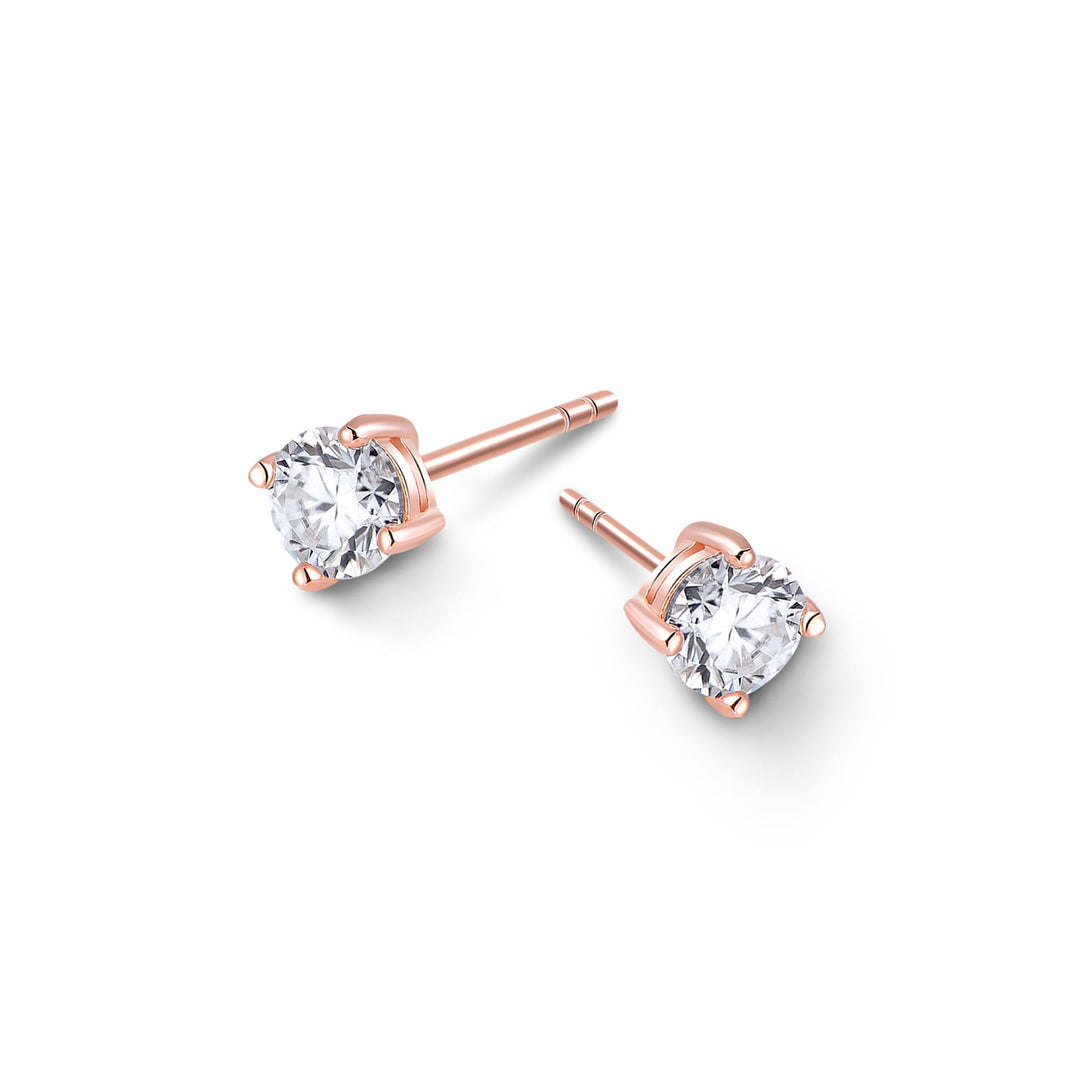 0.6ct モアサナイト 4本爪 ソリティア ピアス シルバー925 ピンクゴールドコーティング