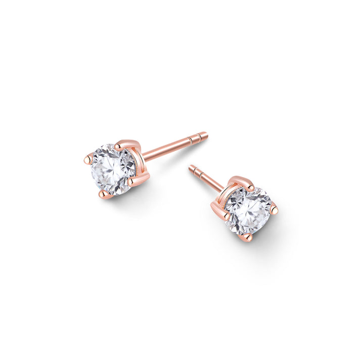 0.6ct モアサナイト 4本爪 ソリティア ピアス シルバー925 ピンクゴールドコーティング