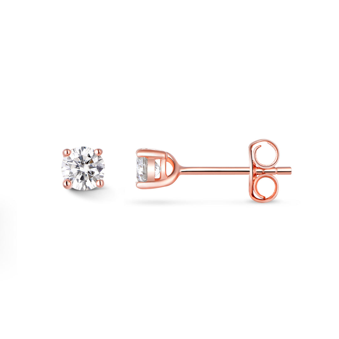 0.6ct モアサナイト 4本爪 ソリティア ピアス シルバー925 ピンクゴールドコーティング