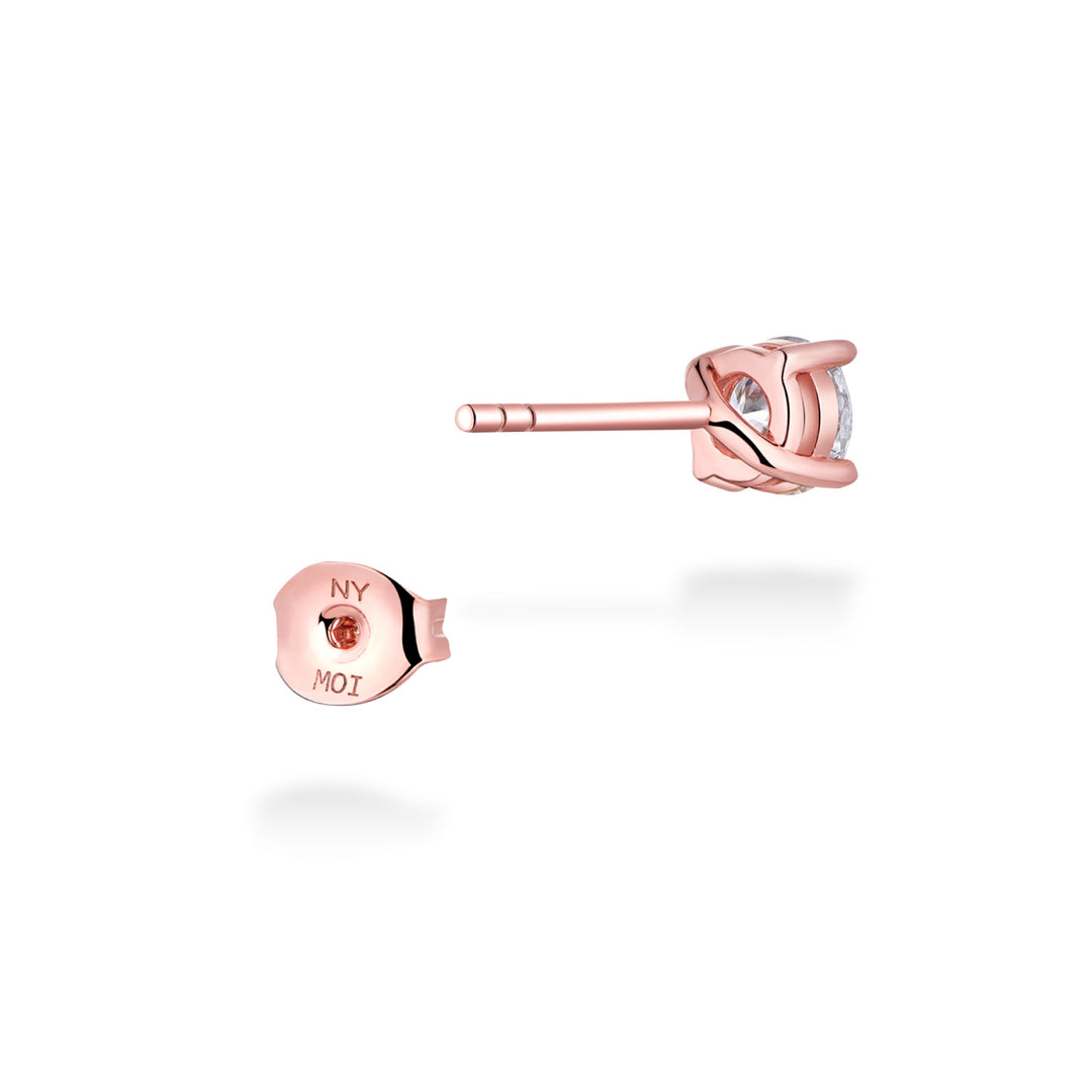 0.6ct モアサナイト 4本爪 ソリティア ピアス シルバー925 ピンクゴールドコーティング