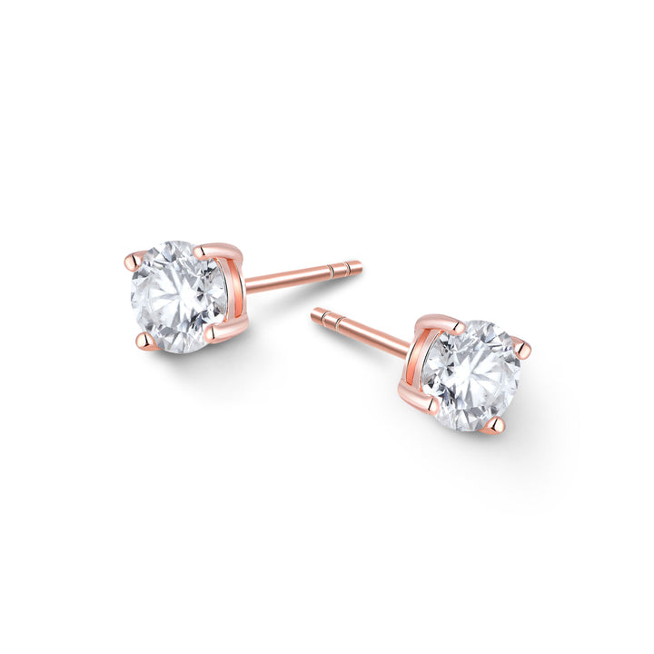 1.0ct モアサナイト 4本爪 ソリティア ピアス シルバー925　ピンクゴールドコーティング
