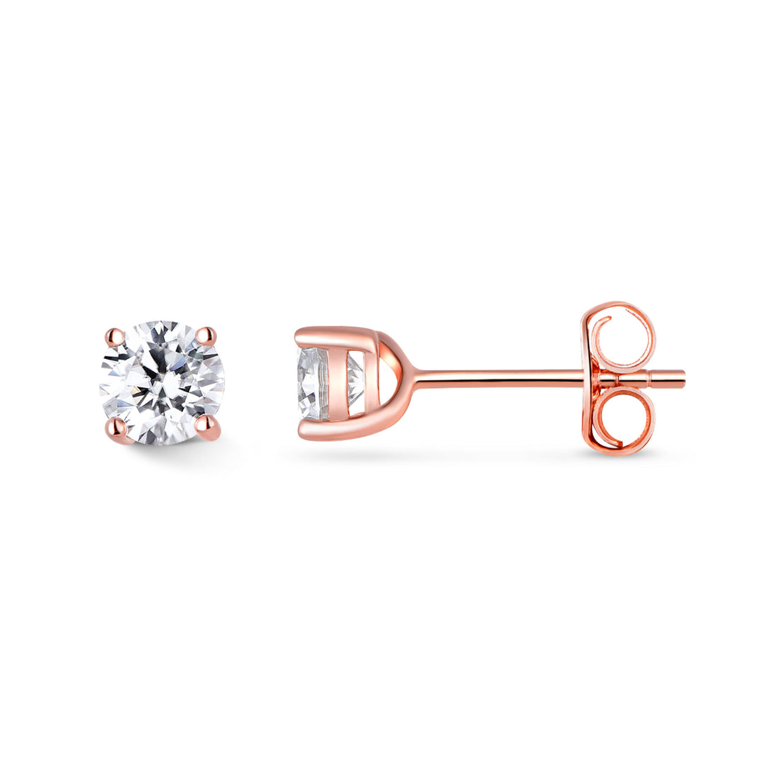 1.0ct モアサナイト 4本爪 ソリティア ピアス シルバー925　ピンクゴールドコーティング